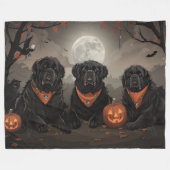 Newfoundland Halloween Spooky Fleece Deken (Voorkant (Horizontaal))