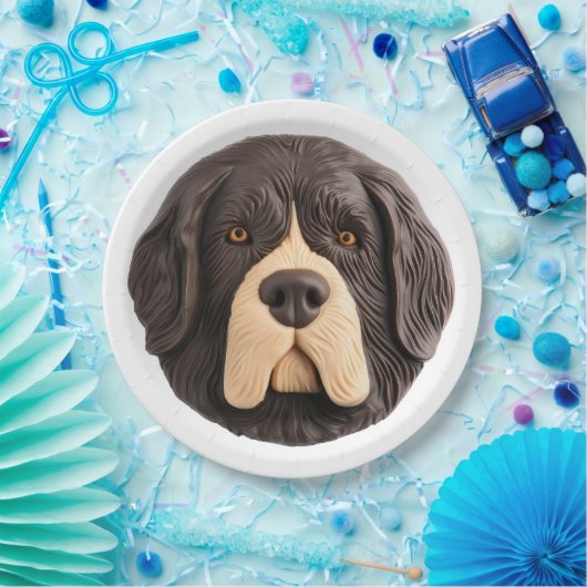 Newfoundland Hond 3D geïnspireerd Papieren Bordje (Feest)