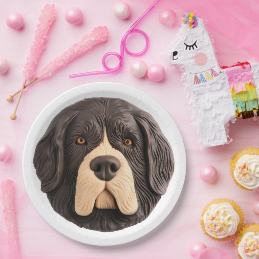 Newfoundland Hond 3D geïnspireerd Papieren Bordje (Feest)