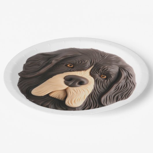 Newfoundland Hond 3D geïnspireerd Papieren Bordje (Gekanteld)