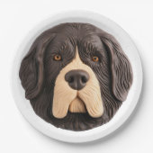 Newfoundland Hond 3D geïnspireerd Papieren Bordje (Voorkant)