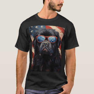 Newfoundland hond 4th van juli Amerikaanse vlag T-shirt
