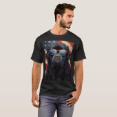 Newfoundland hond 4th van juli Amerikaanse vlag T-shirt (Voorkant volledig)