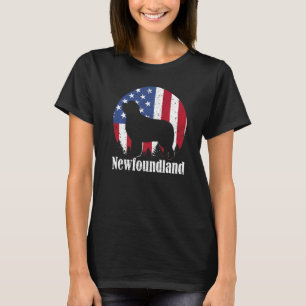 Newfoundland-hond Amerikaanse vlag 4 juli trots T-shirt