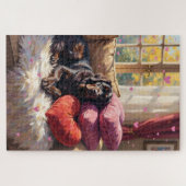 Newfoundland-hond Cozy Valentijnsdag-retraite Legpuzzel (Horizontaal)