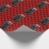 Newfoundland hond en rode feestdag gespeeld Kerstm Cadeaupapier (Hoek)