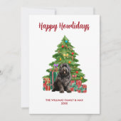 Newfoundland Hond Familie Kerstmis Feestdagenkaart (Voorkant)
