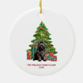 Newfoundland Hond Familie Kerstmis Keramisch Ornament (Achterkant)