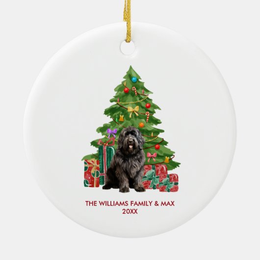 Newfoundland Hond Familie Kerstmis Keramisch Ornament (Achterkant)