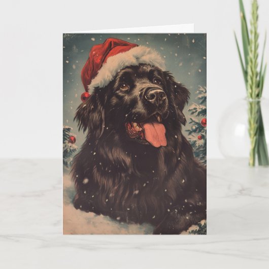 Newfoundland hond  gepersonaliseerde kerst feestdagen kaart (Voorkant)