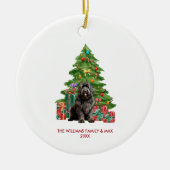 Newfoundland hond gepersonaliseerde kerst keramisch ornament (Voorkant)