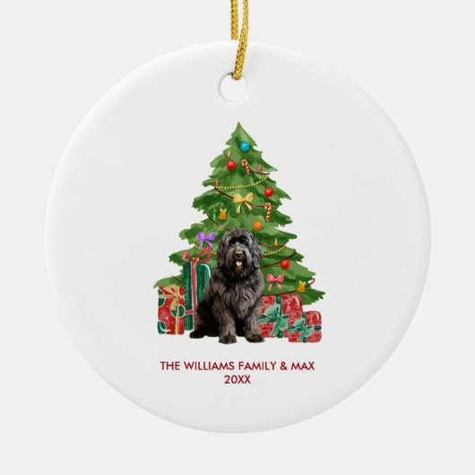 Newfoundland hond gepersonaliseerde kerst keramisch ornament (Voorkant)