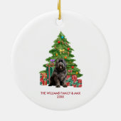 Newfoundland hond gepersonaliseerde kerst keramisch ornament (Achterkant)
