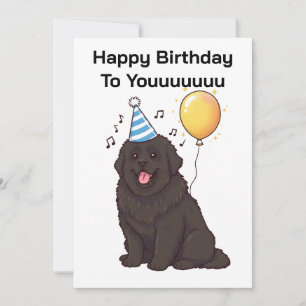 Newfoundland Hond Happy Birthday To Youuuuu Kaart