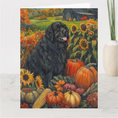 Newfoundland-hond Herfst Oogst Thanksgiving Kaart (Voorkant)