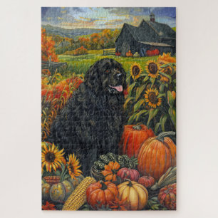 Newfoundland-hond Herfst Oogst Thanksgiving Legpuzzel