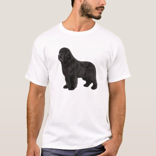 Newfoundland Hond Houtskool Tekening T-shirt (Voorkant)