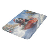 Newfoundland Hond in Sledge Laat het Sneeuw Kerstm Badmat (Gekanteld)