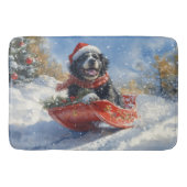 Newfoundland Hond in Sledge Laat het Sneeuw Kerstm Badmat (Voorkant)