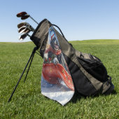 Newfoundland Hond in Sledge Laat het Sneeuw Kerstm Golfhanddoek (Groen)