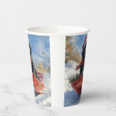 Newfoundland Hond in Sledge Laat het Sneeuw Kerstm Papieren Bekers (Links)