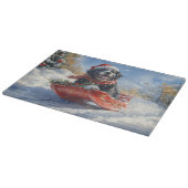 Newfoundland Hond in Sledge Laat het Sneeuw Kerstm Snijplank (Hoek)