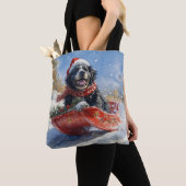 Newfoundland Hond in Sledge Laat het Sneeuw Kerstm Tote Bag (Dichtbij)