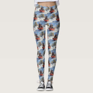 Newfoundland-hond in slee laat het sneeuwen Kerstm Leggings