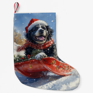 Newfoundland-hond in slee Let it Snow Kerstmis Kleine Kerstsok