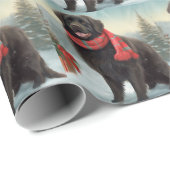 Newfoundland Hond in Sneeuw Kerstmis Cadeaupapier (Rol Hoek)
