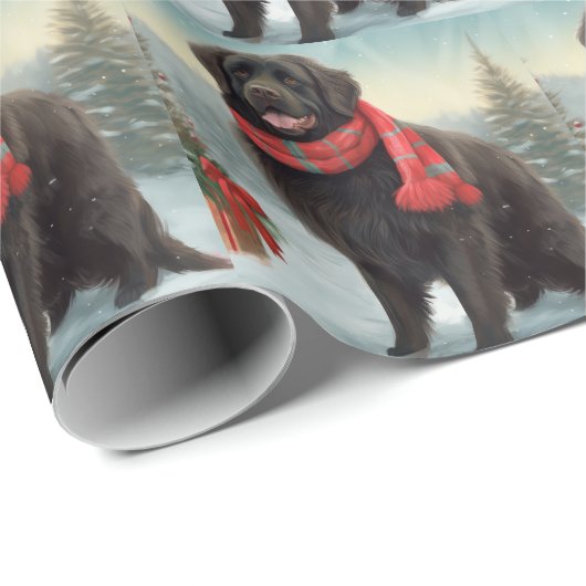 Newfoundland Hond in Sneeuw Kerstmis Cadeaupapier (Rol Hoek)
