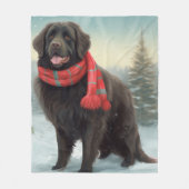 Newfoundland Hond in Sneeuw Kerstmis Fleece Deken (Voorkant)