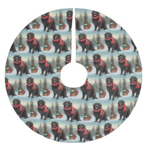 Newfoundland Hond in Sneeuw Kerstmis Kerstboom Rok