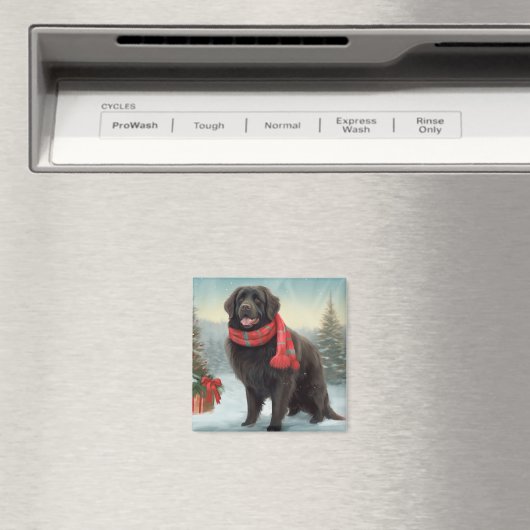 Newfoundland Hond in Sneeuw Kerstmis Magneet (Insitu (Vaatwasser))