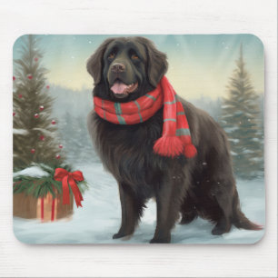 Newfoundland Hond in Sneeuw Kerstmis Muismat
