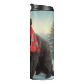 Newfoundland Hond in Sneeuw Kerstmis Thermosbeker (Geroteerd rechts)