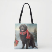 Newfoundland Hond in Sneeuw Kerstmis Tote Bag (Voorkant)