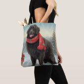 Newfoundland Hond in Sneeuw Kerstmis Tote Bag (Dichtbij)