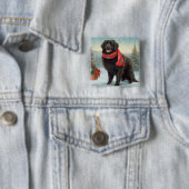 Newfoundland Hond in Sneeuw Kerstmis Vierkante Button 5,1 Cm (In situ)