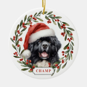 Newfoundland-hond keramische cirkelvormige kerstba keramisch ornament