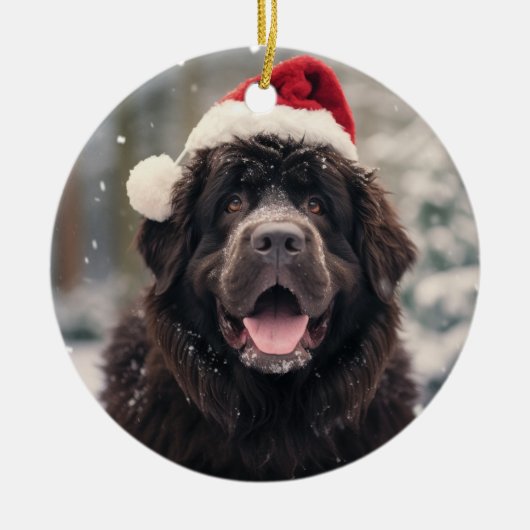 Newfoundland Hond Kerstaandenken Keramisch Ornament (Voorkant)