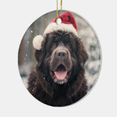 Newfoundland Hond Kerstaandenken Keramisch Ornament (Links)