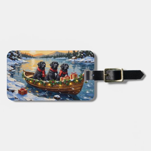 Newfoundland-hond Kerstboot Vakantie Bagagelabel (Voorkant horizontaal)
