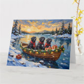 Newfoundland-hond Kerstboot Vakantie Kaart (Gele Bloem)