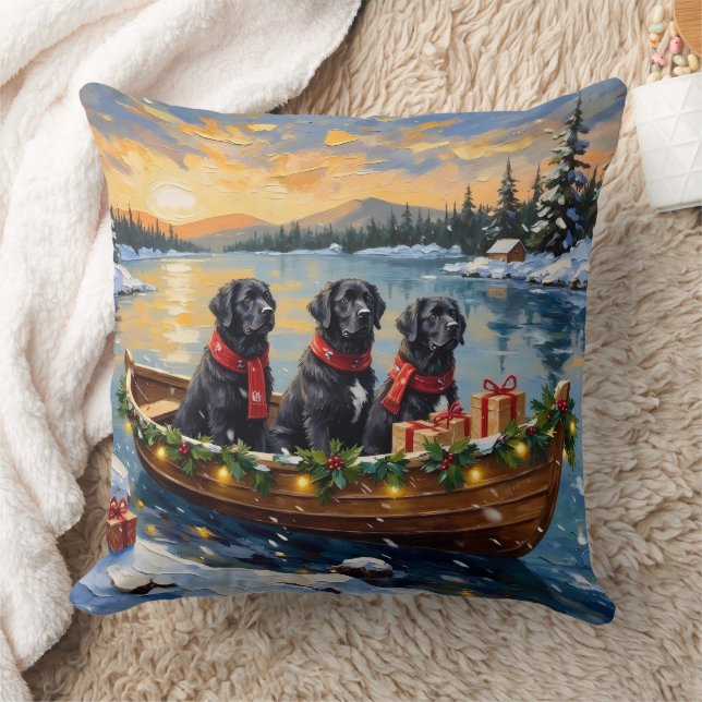 Newfoundland-hond Kerstboot Vakantie Kussen (Deken)