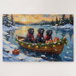 Newfoundland-hond Kerstboot Vakantie Legpuzzel