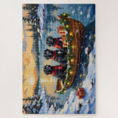 Newfoundland-hond Kerstboot Vakantie Legpuzzel (Verticaal)