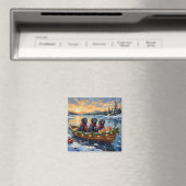 Newfoundland-hond Kerstboot Vakantie Magneet (Insitu (Vaatwasser))