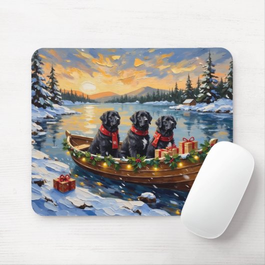 Newfoundland-hond Kerstboot Vakantie Muismat (Met muis)