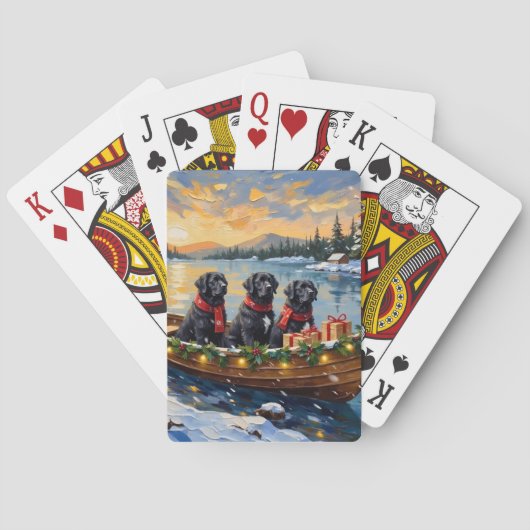 Newfoundland-hond Kerstboot Vakantie Pokerkaarten (Achterkant)